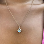 Nile Pendant Necklace, Rainbow Moonstone, Diamonds, Rose Gold Chain Pendant Svetlana Lazar   