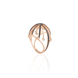 Ring with Black Diamonds in Rose Gold Cocktail Falamank   