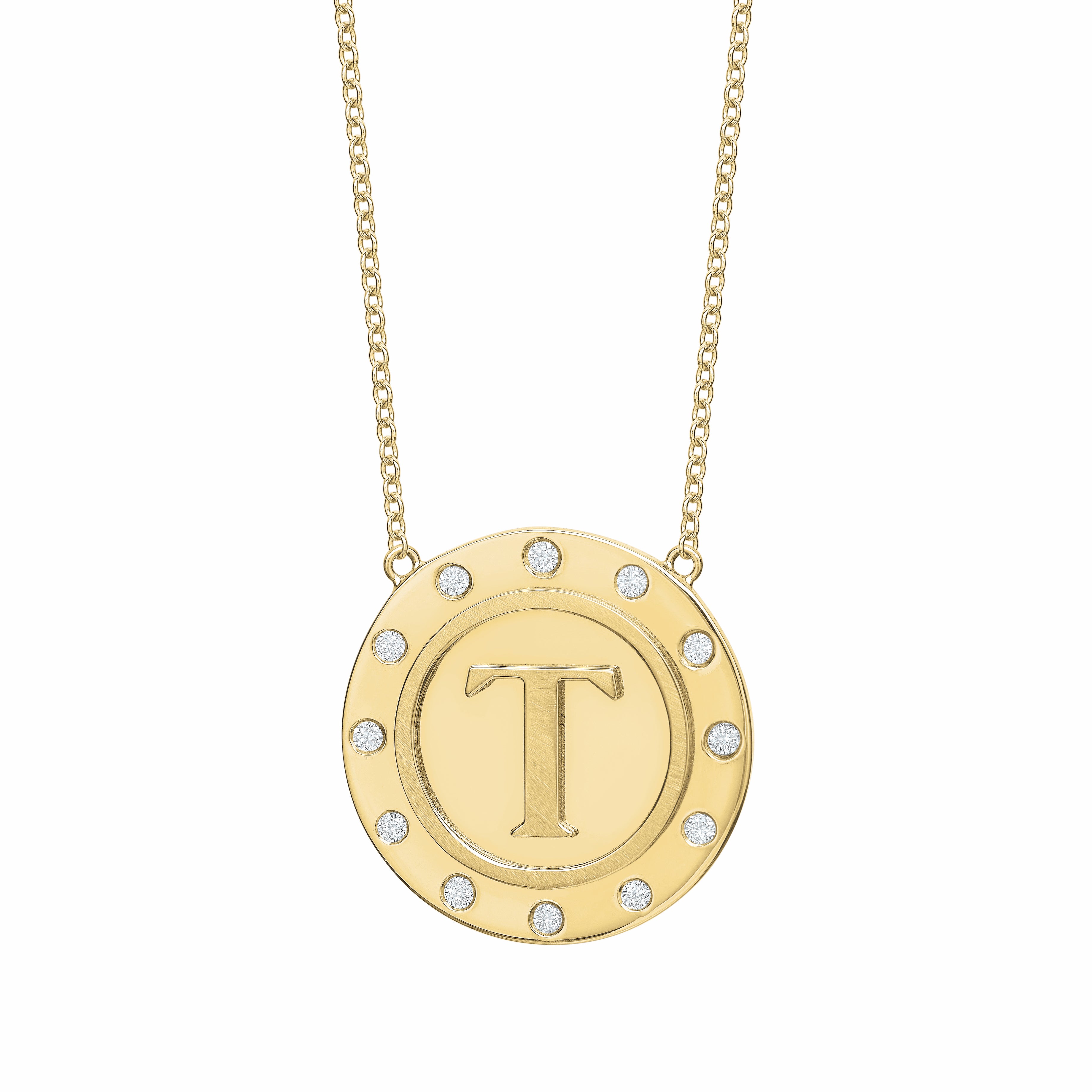 Circle Initial Token Necklace Pendant Tracee Nichols A Diamonds 