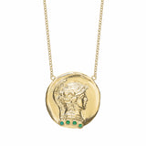 Roman Token Courage Necklace Pendant Tracee Nichols Yellow Gold Emeralds 