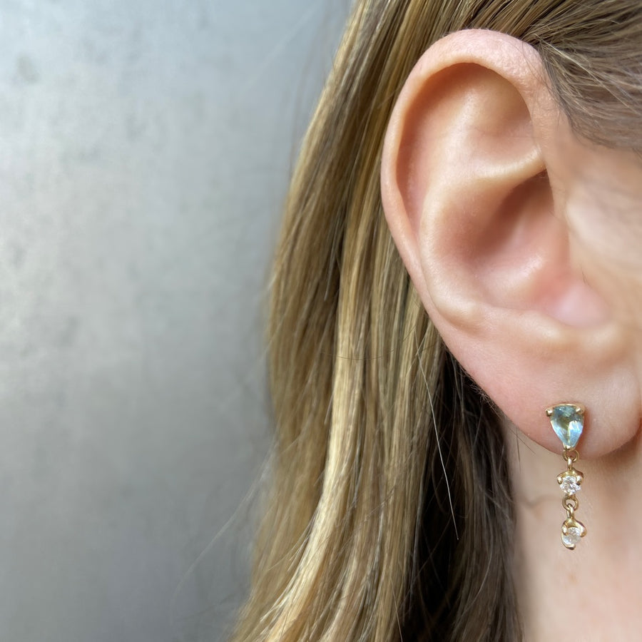 Pear Aqua with Double Diamond Drop Earring Drop Jaine K Designs   