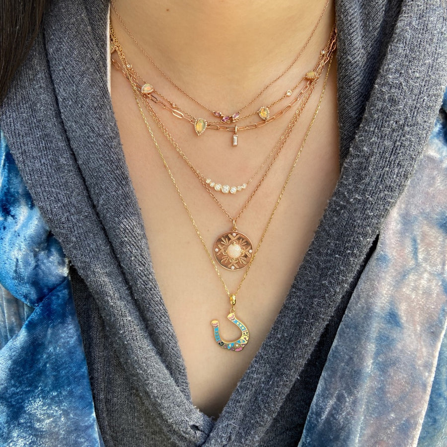 Three Leaf Pink Sapphire Necklace Pendant Jaine K Designs   