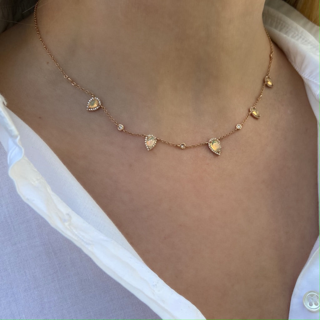 Opal Teardrop and Diamond Necklace Necklace Sale   