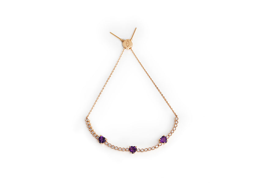 The Royals Bolo Hearts Bracelet Bracelet Joanna Achkar Purple Amethyst  