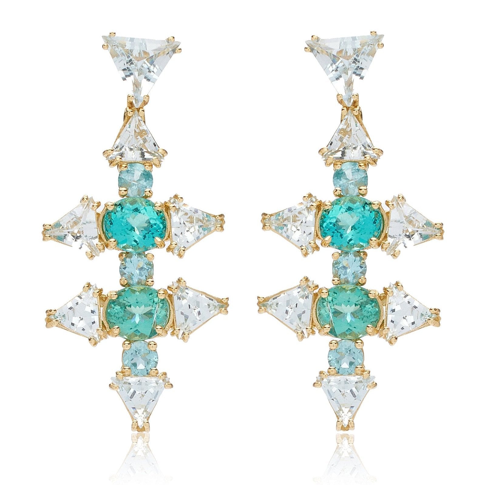 Aquamarine Apatite Nebula Earrings Statement Earrings Karma El-Khalil