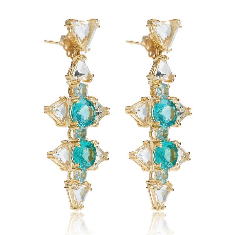 Aquamarine Apatite Nebula Earrings Statement Earrings Karma El-Khalil