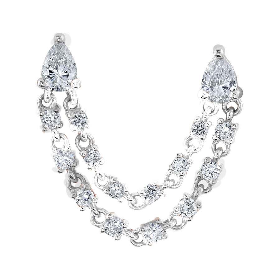 Diamond Chain Ear Jacket  Roseark Deux White Gold  