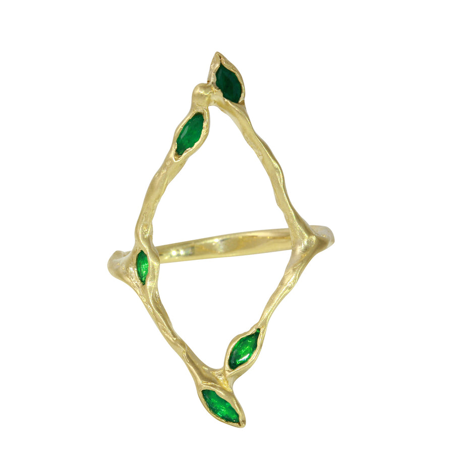 Five Leaf Emerald Ring Statement Jaine K Designs   