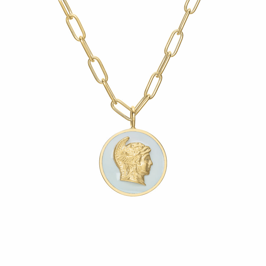 Mini Enamel Roman Courage Token Necklace Pendant Tracee Nichols White  
