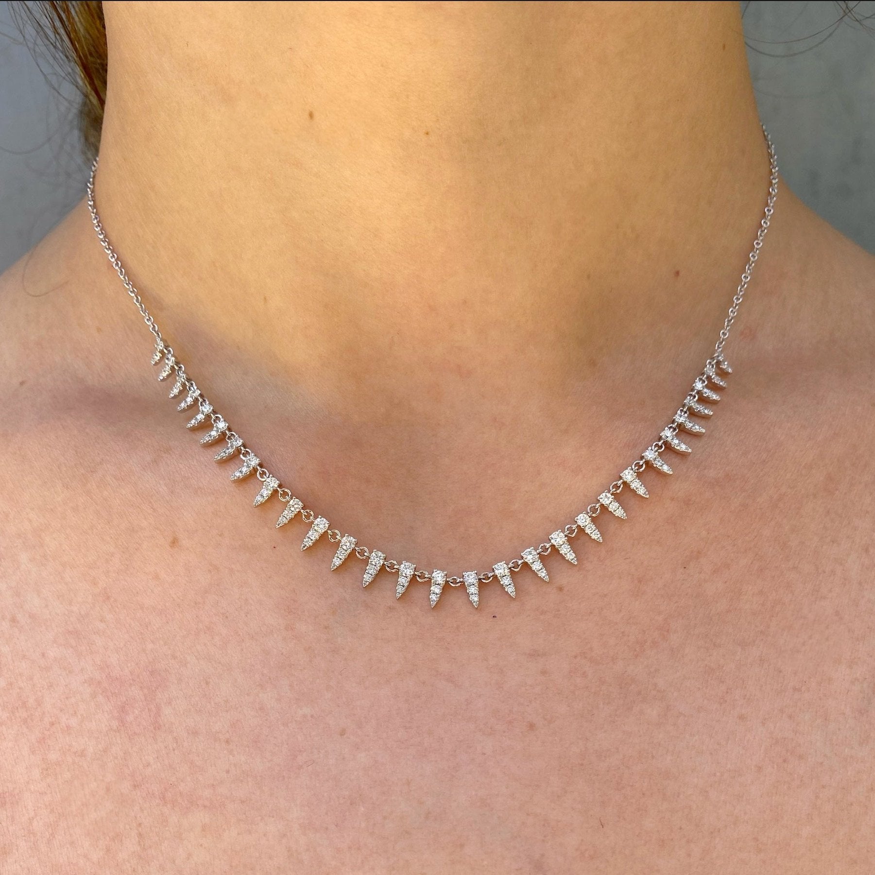 Diamond Dagger Fringe Necklace Necklace Roseark Deux White Gold