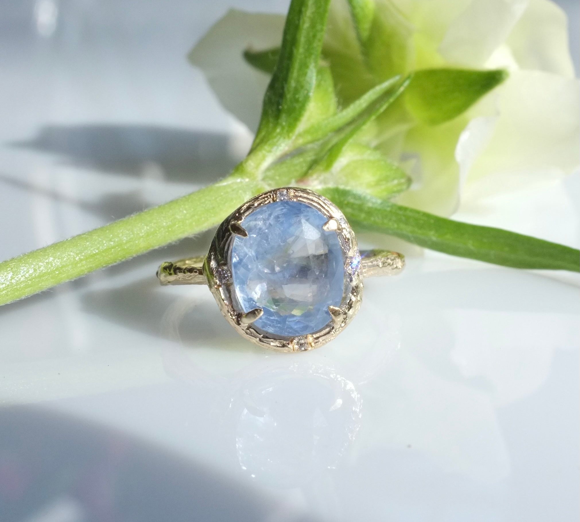 Rustic Sapphire Ring Cocktail Elisabeth Bell Jewelry   