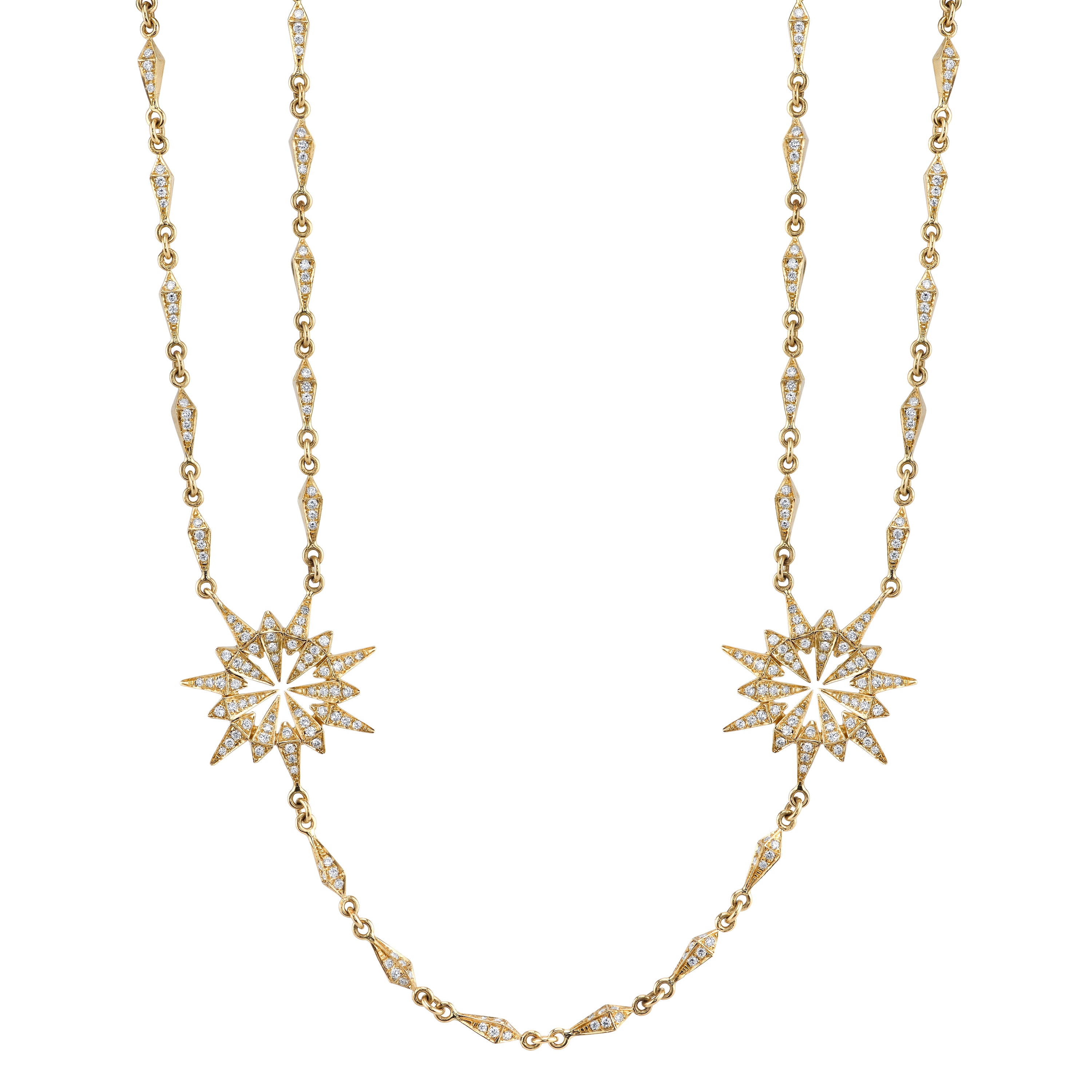 Sunburst Starburst Diamond Necklace, Yellow Gold Necklace Karma El-Khalil   