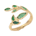 Seven Leaf Open Ring Statement Jaine K Designs Emerald  
