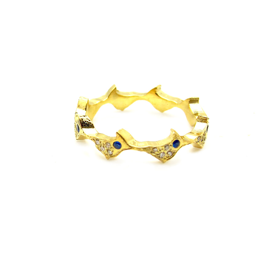 Pave Flock Pinky Ring with Sapphires Band Yakira Rona   