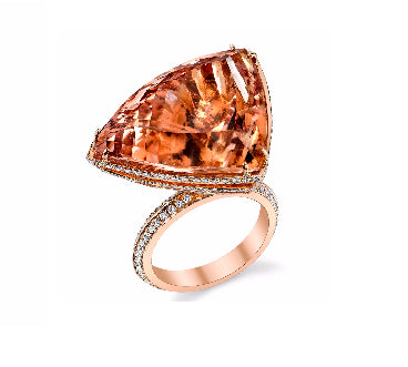 Morganite and Diamond Ark  Ring, Rose Gold  Karma El-Khalil   