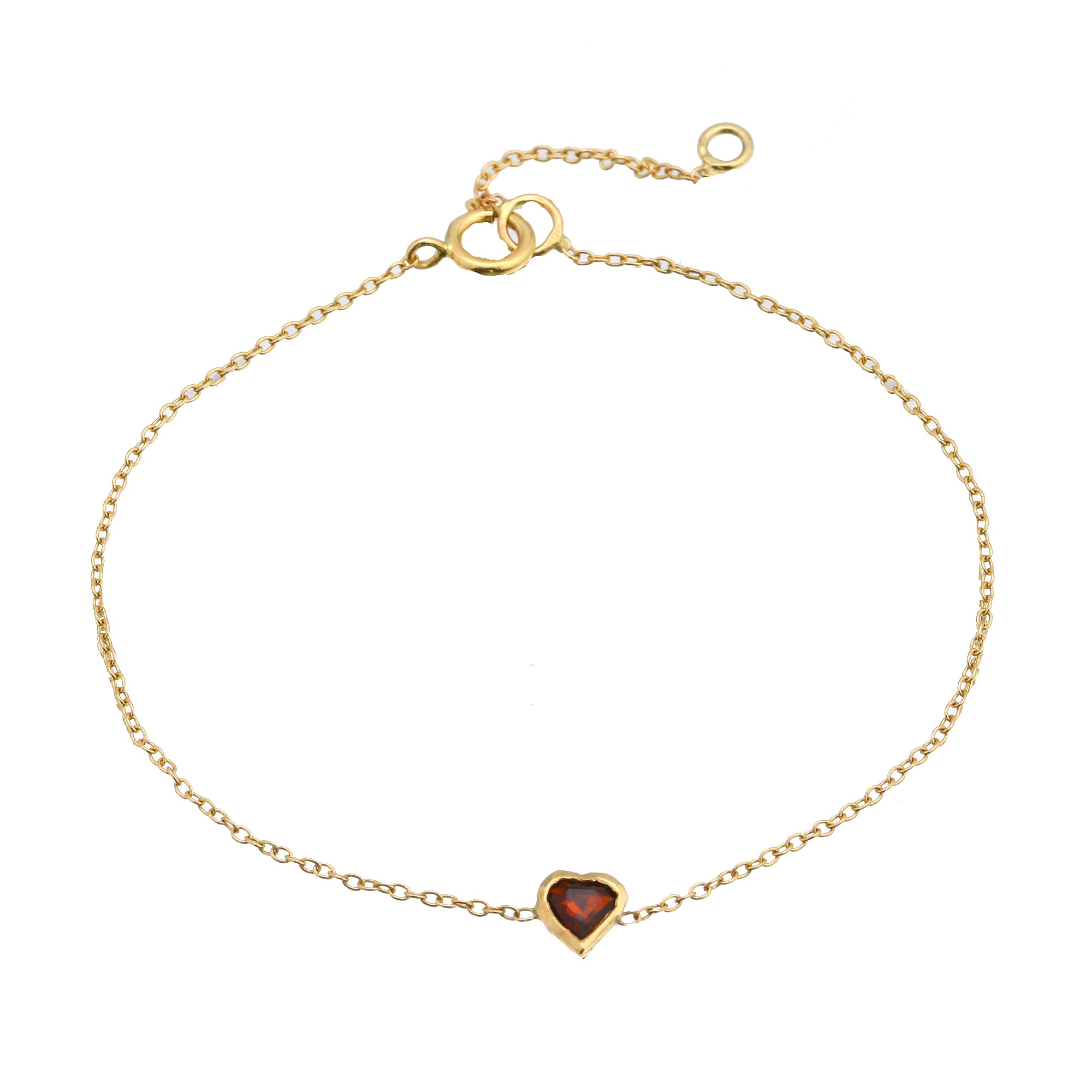 Garnet Heart Bracelet Chain Bracelet Jaine K Designs   