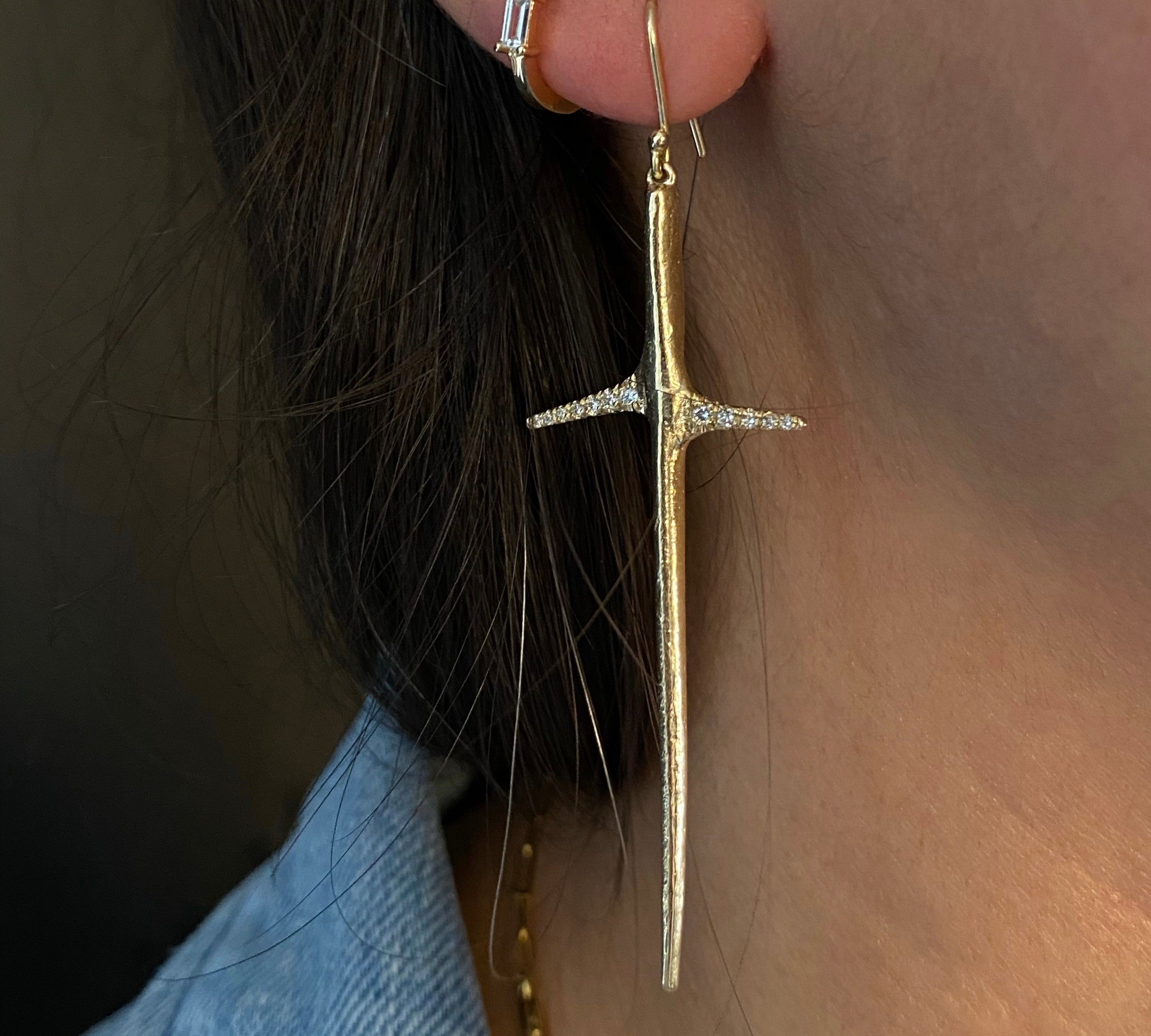 Diamond Thorn Earrings Drop Earrings Elisabeth Bell Jewelry   