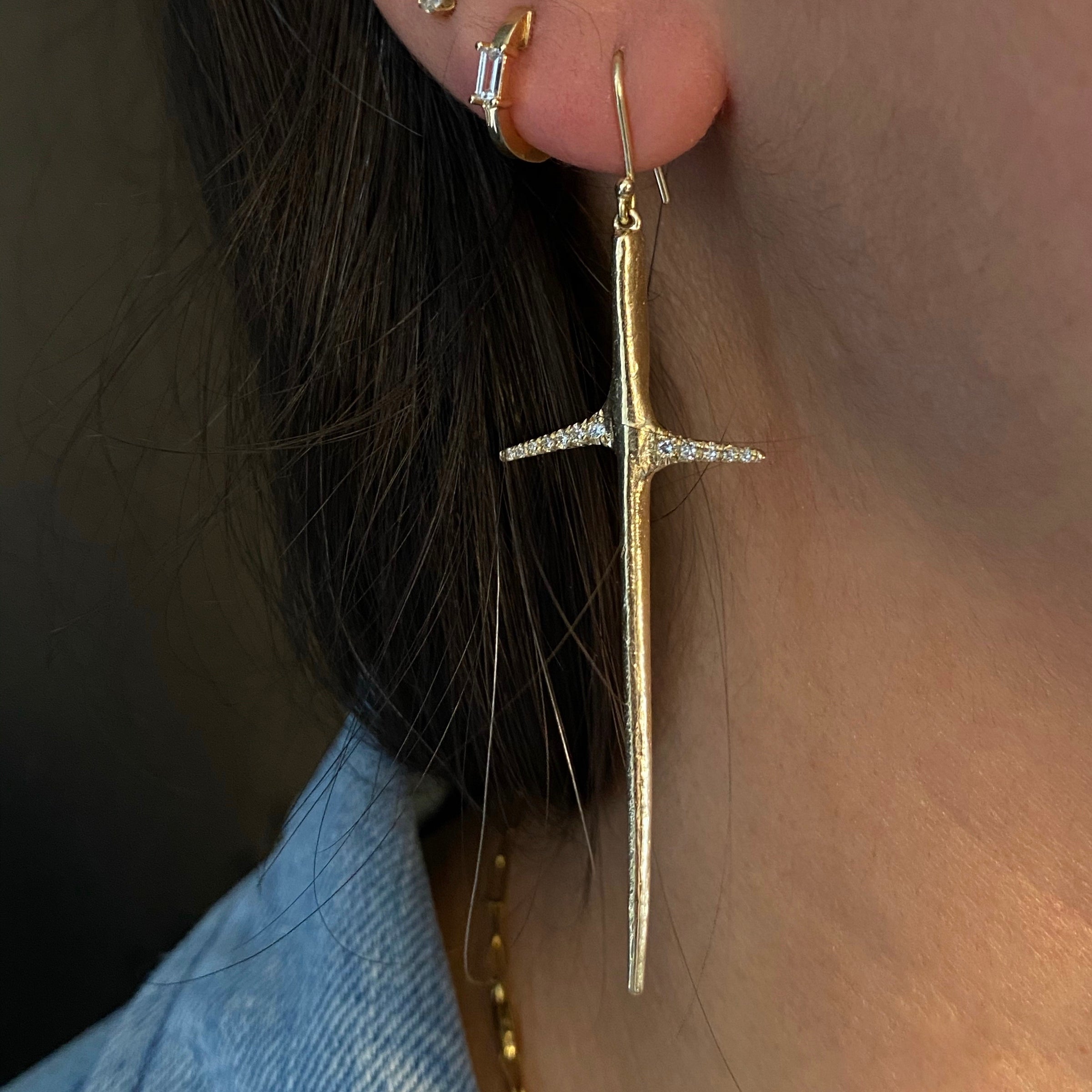 Diamond Thorn Earrings Drop Earrings Elisabeth Bell Jewelry   