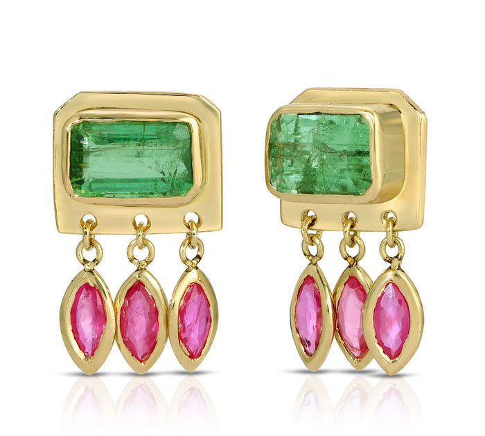 Emerald Raindrop Earrings Stud Christina Magdolna Jewelry   