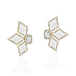 Fancy Cut Rock Crystal Earrings with Diamonds Statement Goshwara   