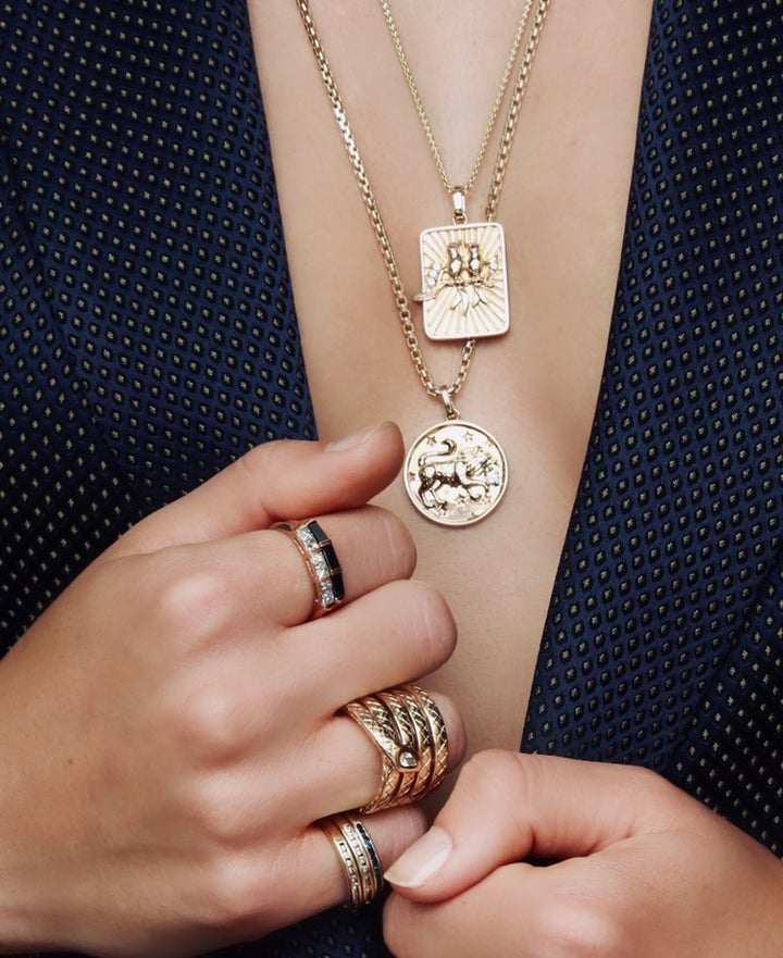 Gold Lion Medallion Necklace Pendant Helena Rose Jewelry   