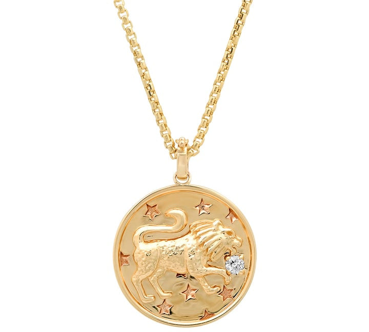 Gold Lion Medallion Necklace Pendant Helena Rose Jewelry 16 Inch Chain  