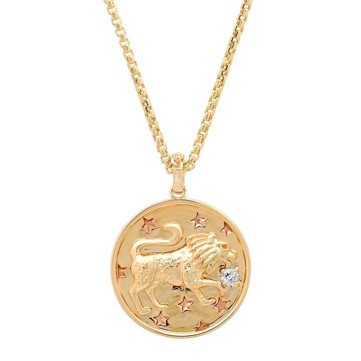 Gold Lion Medallion Necklace Pendant Helena Rose Jewelry 16 Inch Chain  
