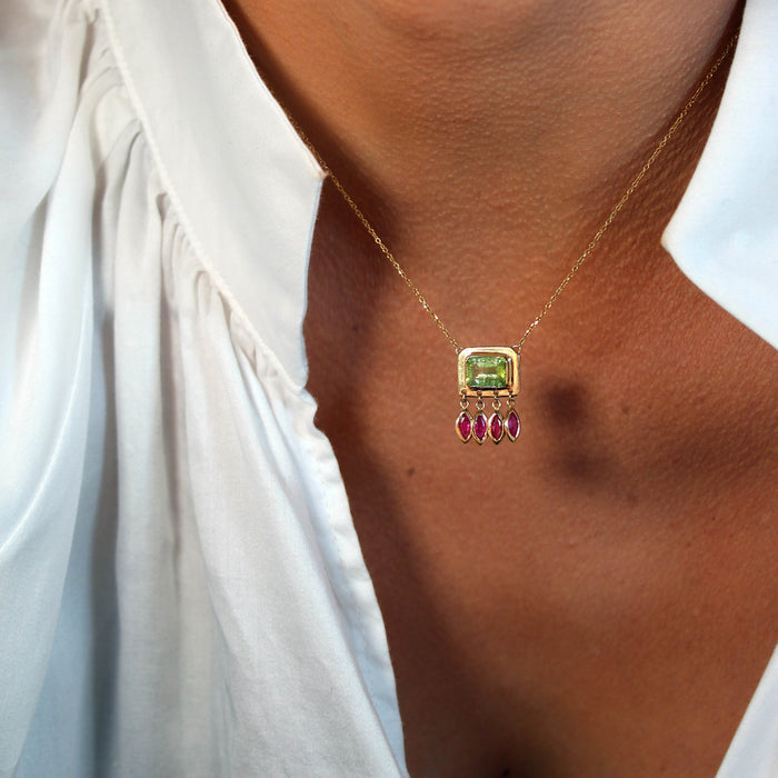 Lumen Necklace in Green Tourmaline Pendant Christina Magdolna Jewelry   