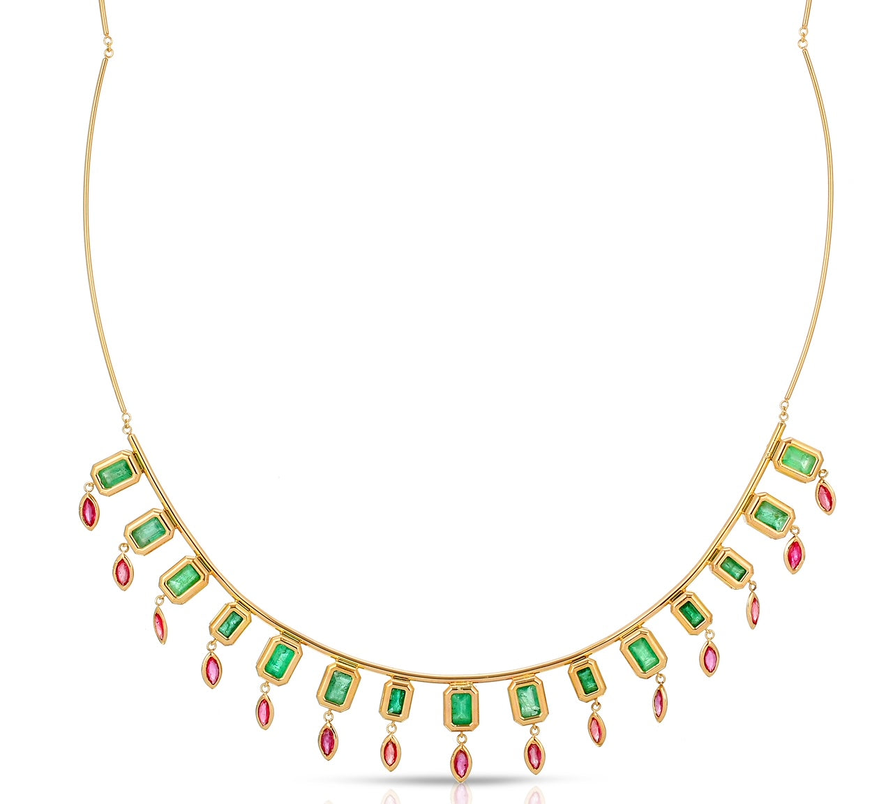 Crown Necklace in Emerald and Ruby Collar Christina Magdolna Jewelry   