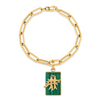 Paperclip Bracelet With Small Lovebirds Pendants Charm Bracelet Helena Rose Jewelry Malachite  