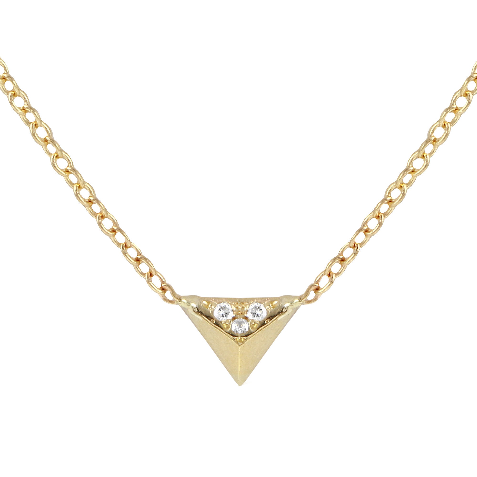 Tiny Pave Pyramid Necklace Pendant Jaine K Designs   