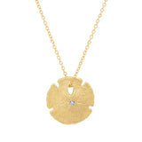 Small Sand Dollar Necklace Pendant Elisabeth Bell Jewelry Yellow Gold  