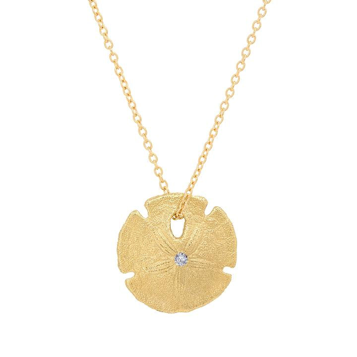 Small Sand Dollar Necklace Pendant Elisabeth Bell Jewelry Yellow Gold  