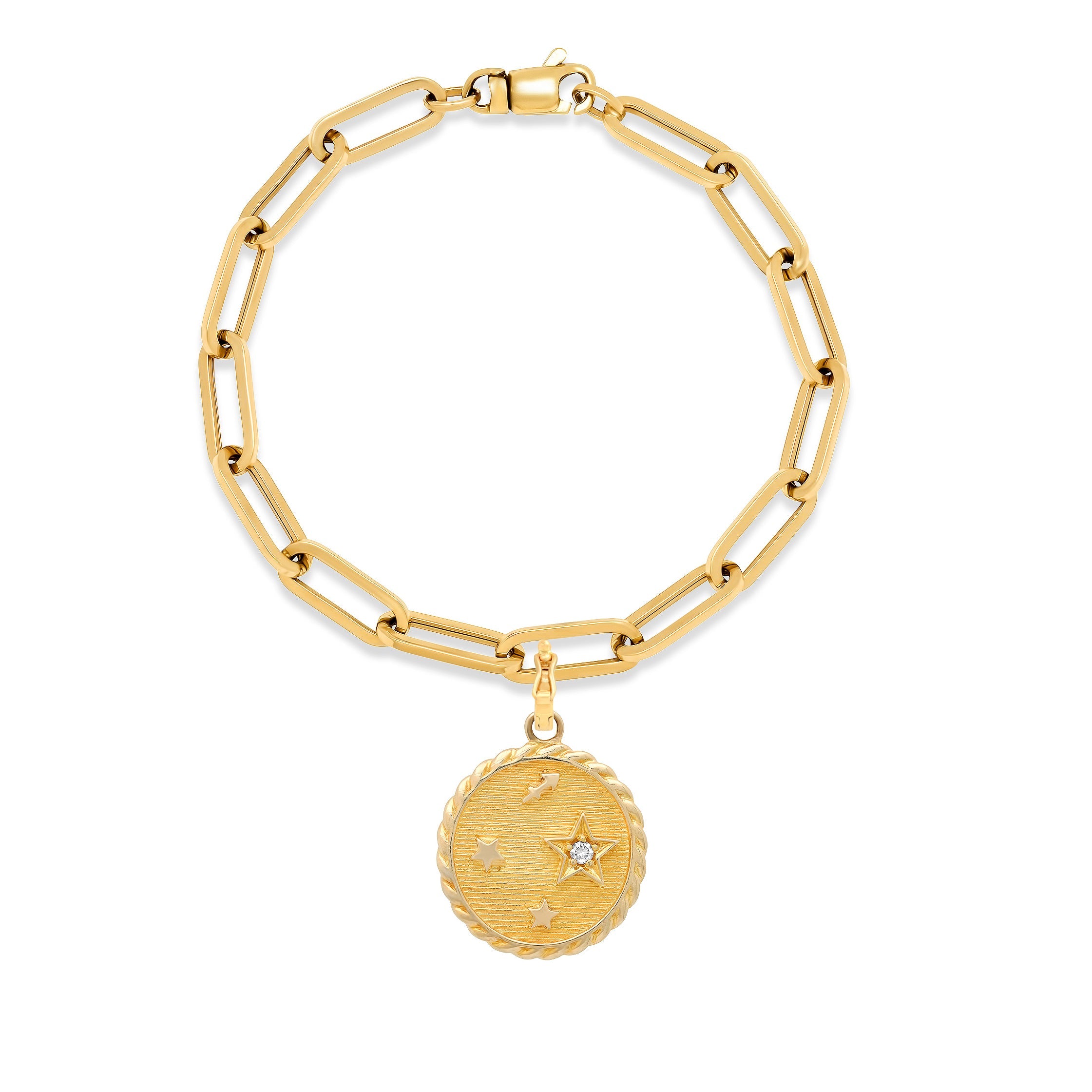 Paperclip Bracelet with Small Zodiac Pendant Charm Bracelet Helena Rose Jewelry   