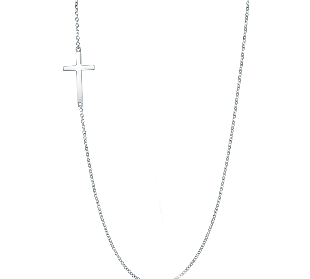 Sterling Silver Sideways Cross Necklace Chain Necklace Roseark Sideways Cross   