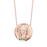 Roman Token Courage Necklace Pendant Tracee Nichols Rose Gold Emeralds 