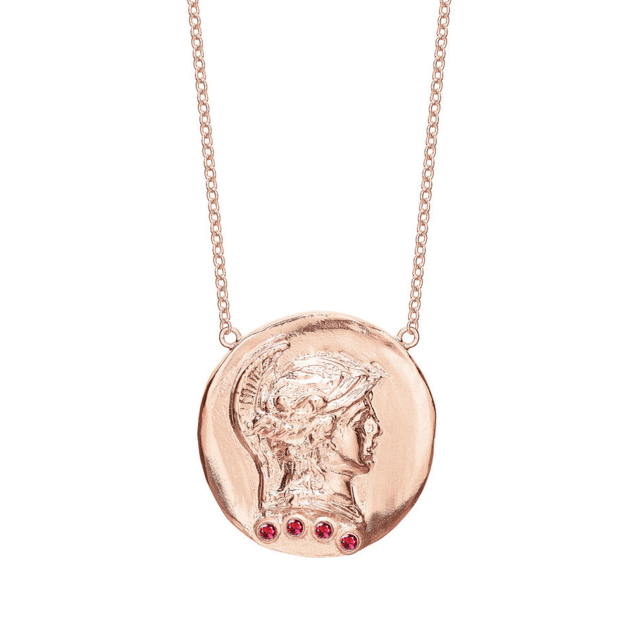 Roman Token Courage Necklace Pendant Tracee Nichols Rose Gold Rubies 