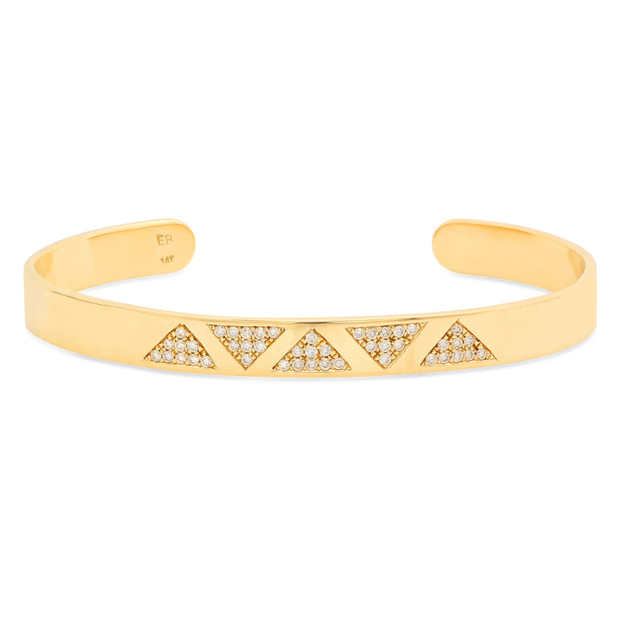 Triangle Cuff with Diamonds, Yellow Gold Cuff Elisabeth Bell Jewelry   