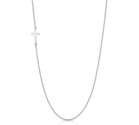 Mini Cross Necklace Necklace Roseark Sideways Cross White Gold