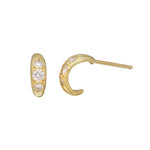 Triple Diamond Huggie Stud in Yellow Gold (SINGLE) Huggie Earrings Jaine K Designs   